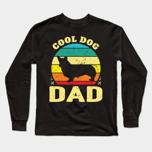 Retro Cool Corgi Dog Dad Long Sleeve T-Shirt